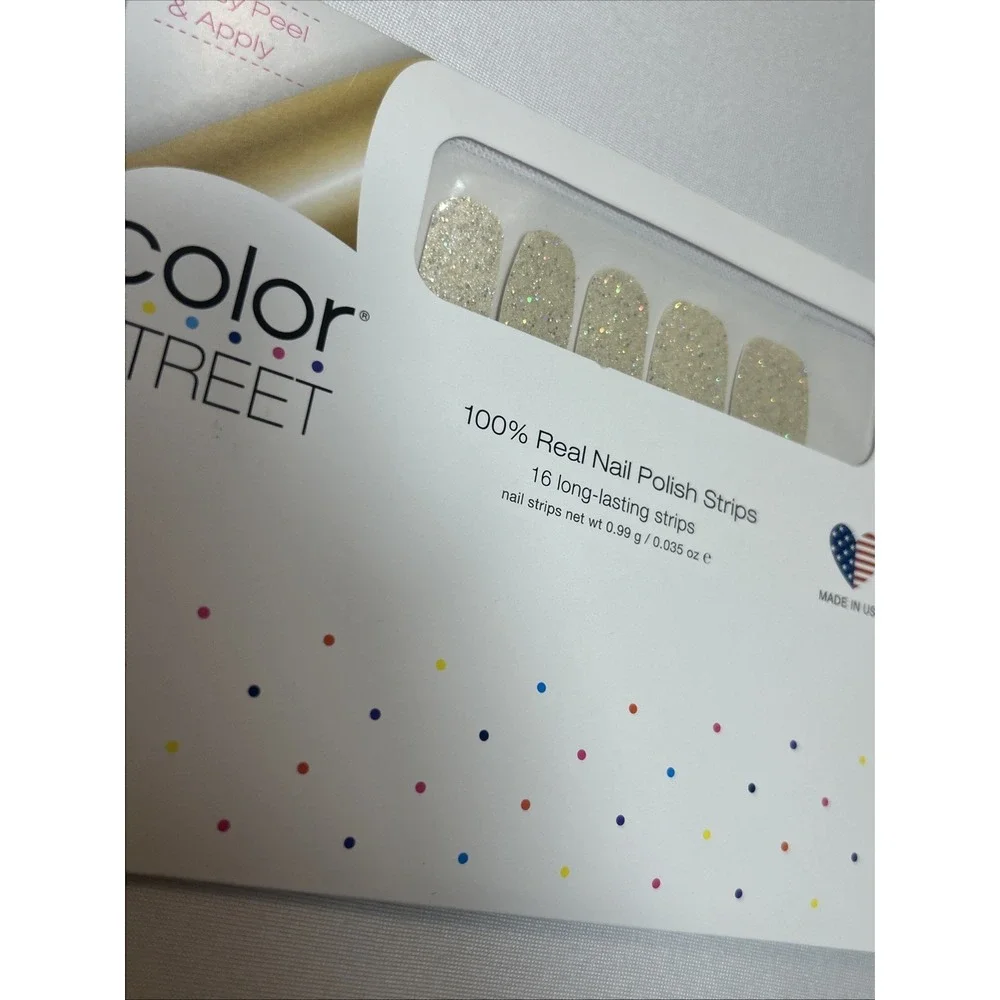 Color Street Nail Polish Strips Home Sleet Home White Glitter New Retired